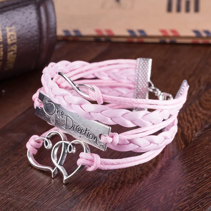 Earrings Yellow Chimes Yellow Chimes Moxie Collection One Direction Heart Theme Casual Leather Wrap Bracelet for Girls and Woman