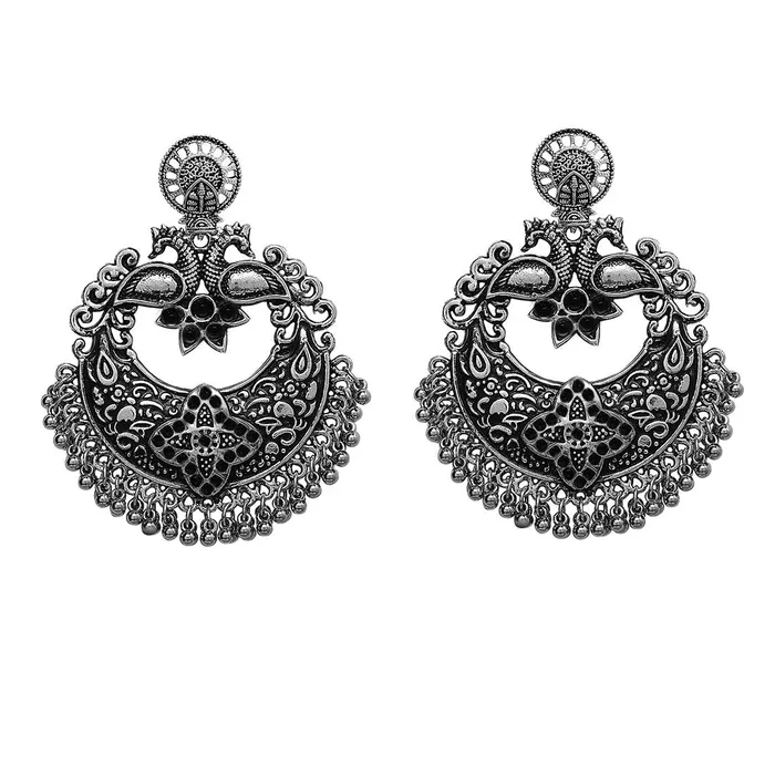 Earrings Yellow Chimes Yellow Chimes Oxidised Earrings for Women Silver Oxidised Chandbali Earrings Floral Design Ethnic Chand bali Earrings for Women and Girls Earrings Yellow Chimes Yellow Chimes Oxidised Earrings for Women Silver Oxidised Chandbali Earrings Floral Design Ethnic Chand bali Earrings for Women and Girls