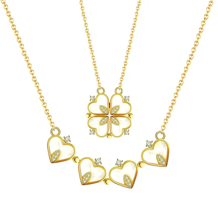 Earrings Yellow Chimes Yellow Chimes Pendant for Women and Girls Crystal Heart Necklace for Women Gold Plated Joining Heart Pendant for Girls Clover Necklace Birthday Gifts For Women Valentine Gift for Girls