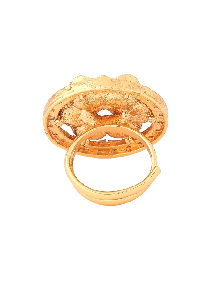 Earrings Yellow Chimes Yellow Chimes Ring for Women Gold Toned Floral Deisgned Crystal Studded Adjusatble Ring for Women and Girls
