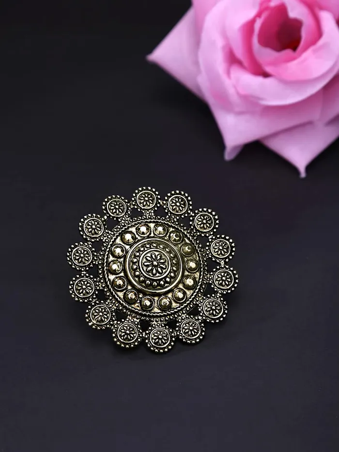 Earrings Yellow Chimes Yellow Chimes Rings for Women Artistic Crafted Oxidised Gold Plated Traditional Adjustable Rings for Women and Girls