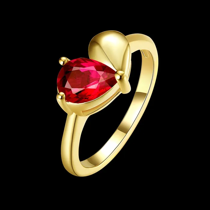 Earrings Yellow Chimes Yellow Chimes Romantic Red Heart 18K Gold Plated High Grade Crystal Ring for Women Girls