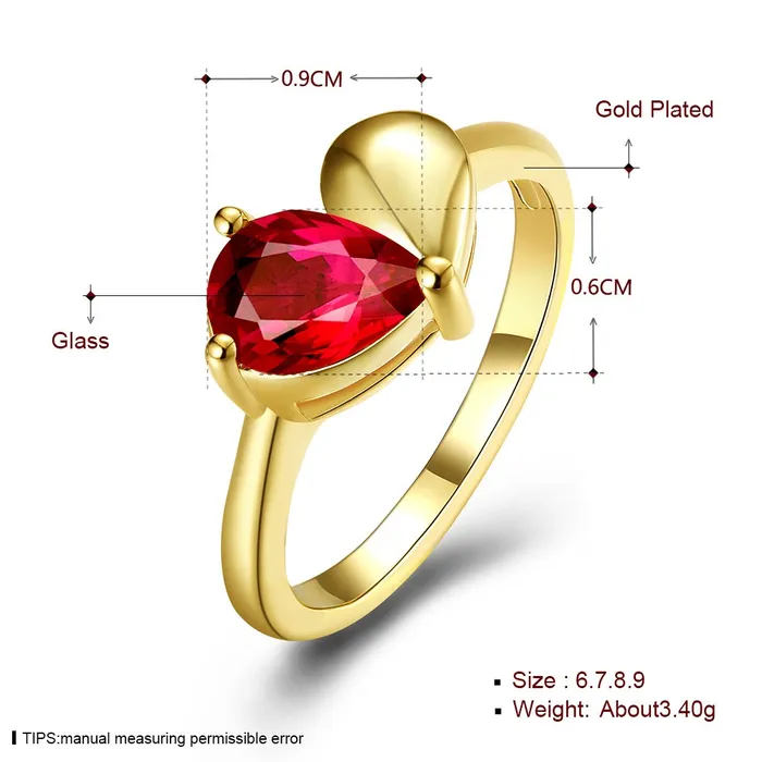 Earrings Yellow Chimes Yellow Chimes Romantic Red Heart 18K Gold Plated High Grade Crystal Ring for Women Girls