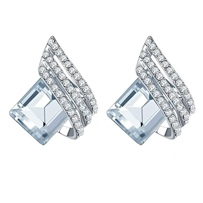 Earrings Yellow Chimes Yellow Chimes Silver Plated White Crystal Stud Earrings for Women Earrings Yellow Chimes Yellow Chimes Silver Plated White Crystal Stud Earrings for Women