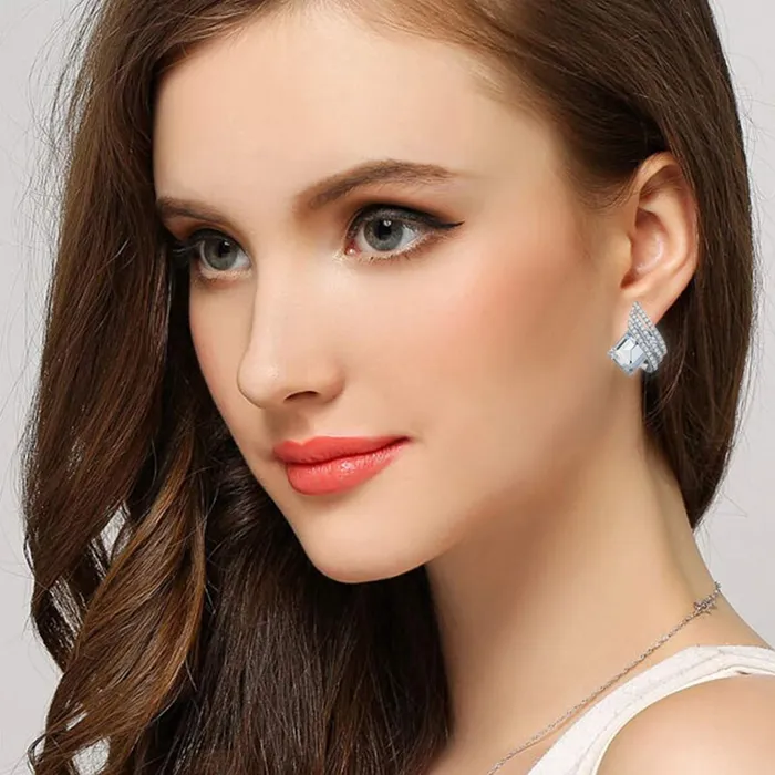 Earrings Yellow Chimes Yellow Chimes Silver Plated White Crystal Stud Earrings for Women