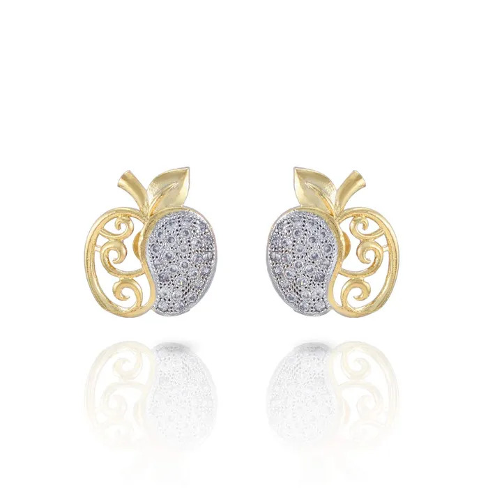 Earrings Yellow Chimes Yellow Chimes Sparkling ADAmerican Diamond Latest Fashion Apple Shaped Gold Plated Dual Tone Jewellery Pendant Set with Earrings For Women Girls
