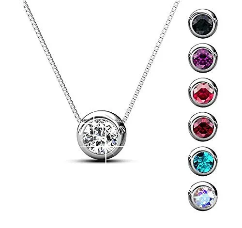 Earrings Yellow Chimes YELLOW CHIMES Swarovski Elements 7 Days Pendant Set with 18K White Gold Plating for Women 