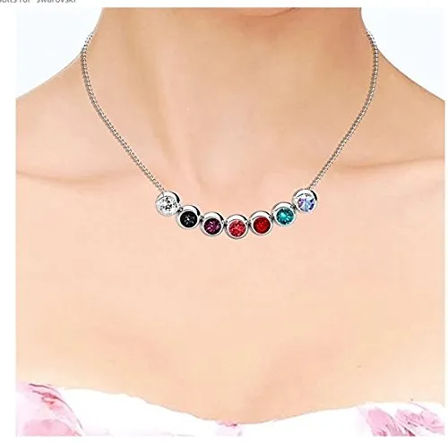 Earrings Yellow Chimes YELLOW CHIMES Swarovski Elements 7 Days Pendant Set with 18K White Gold Plating for Women 
