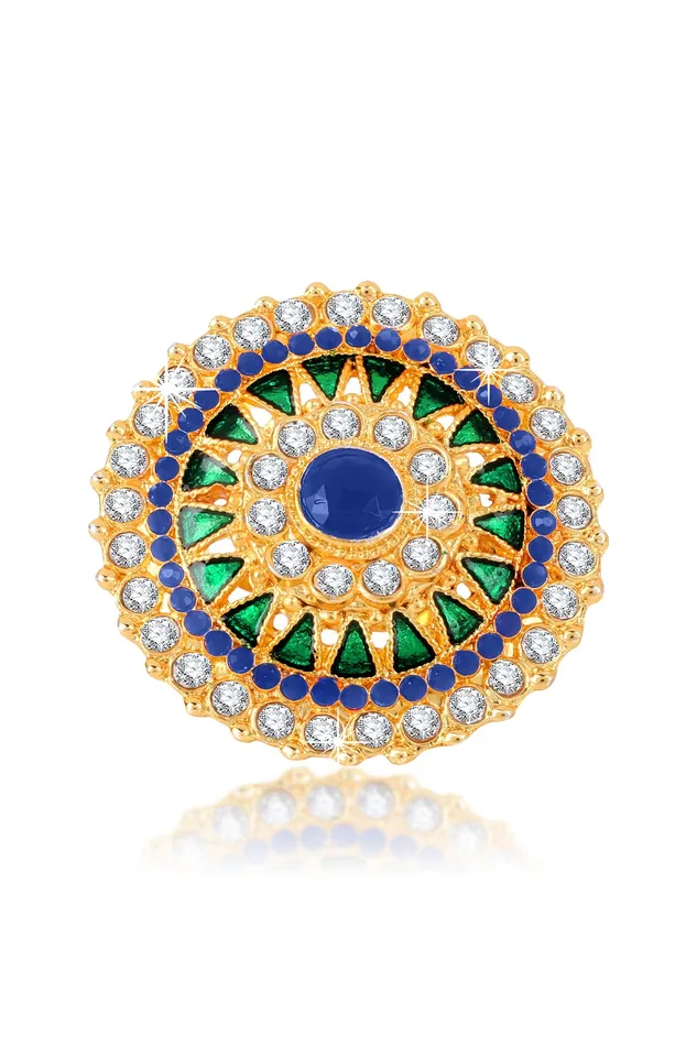Earrings Yellow Chimes Yellow Chimes Traditional Ethnic Stones Studded Gold Plated Cocktail Wedding Rings for Women Girls Blue Earrings Yellow Chimes Yellow Chimes Traditional Ethnic Stones Studded Gold Plated Cocktail Wedding Rings for Women Girls Blue