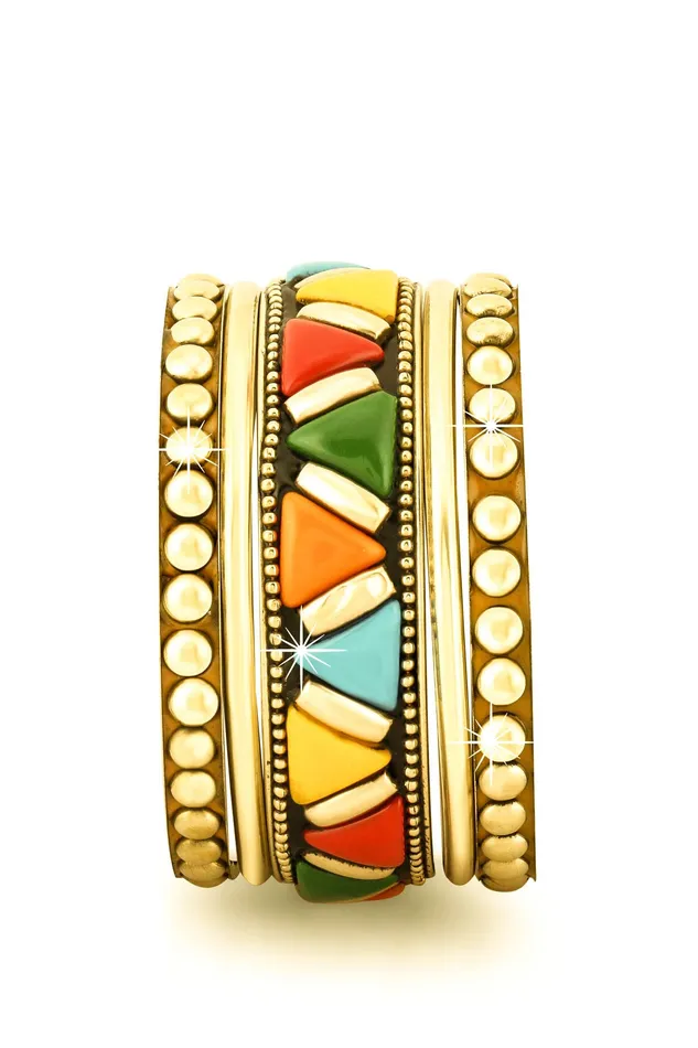 Earrings Yellow Chimes Yellow Chimes Trendy Contemporary Style Colorful 5 Pcs One Set Gold Plated Traditional Bangles Set for Girls and Women