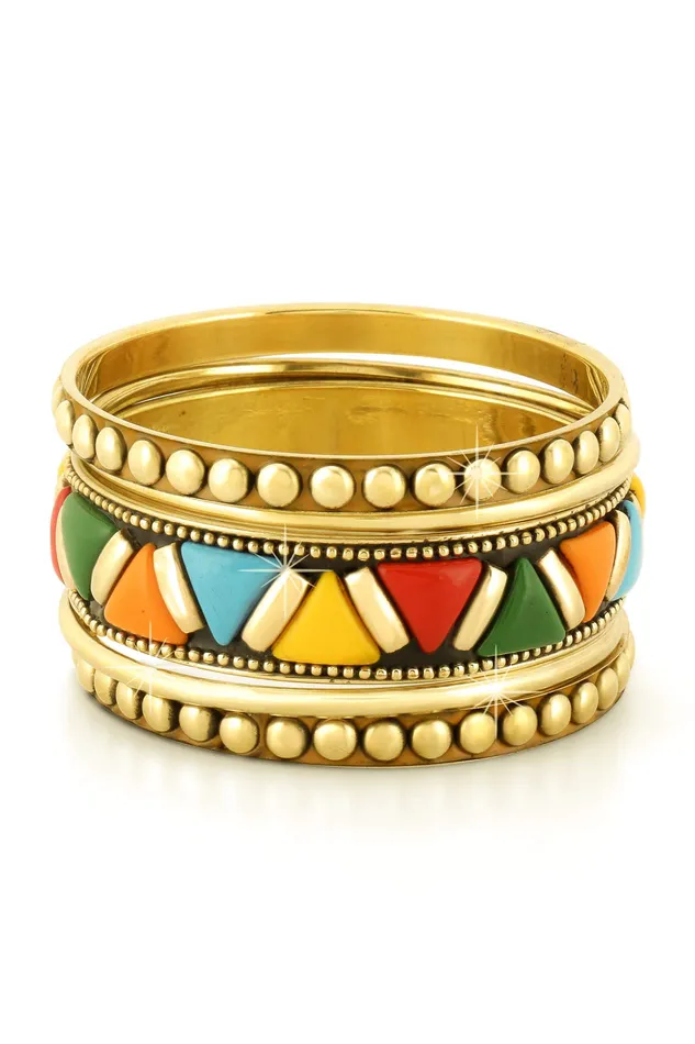 Earrings Yellow Chimes Yellow Chimes Trendy Contemporary Style Colorful 5 Pcs One Set Gold Plated Traditional Bangles Set for Girls and Women