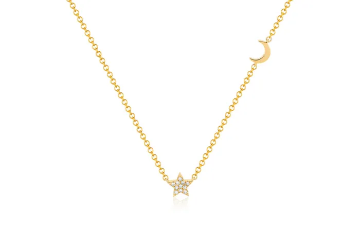 ef collection Necklaces Baby Diamond Star And Gold Moon Necklace