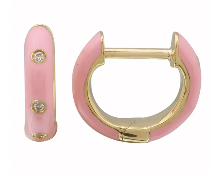 Enamel Diamond Huggies Alev Rings