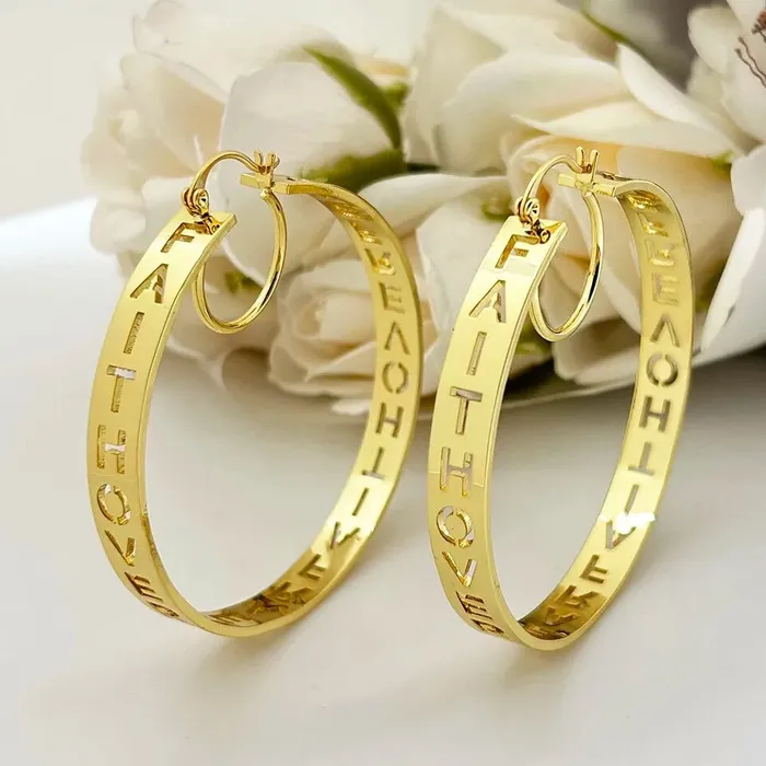 Get Signatured Earrings Hollow Hoop Name Earrings