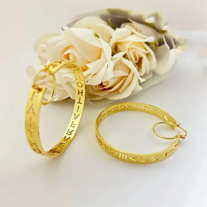 Get Signatured Earrings Hollow Hoop Name Earrings