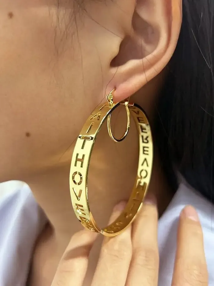 Get Signatured Earrings Hollow Hoop Name Earrings