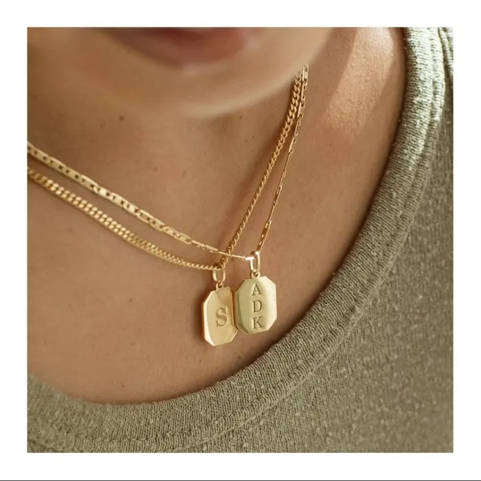 Get Signatured Necklaces Engraved Letter Tag