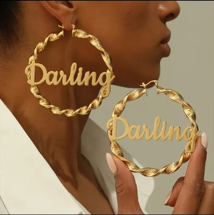 Get Signatured Necklaces Twisted Rope Name Hoops