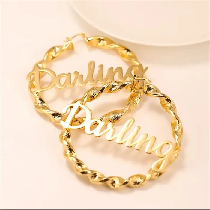 Get Signatured Necklaces Twisted Rope Name Hoops