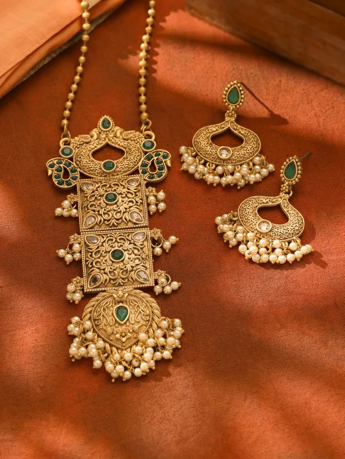Gold Plated Long Necklace Set for Women Traditional Jewelry 586cm Elegant Design Yellow Chimes Necklaces