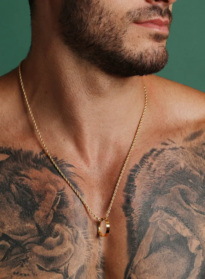 Gold Ring Necklace on rope style chain WE ARE ALL SMITH Mens Jewelry Clothing Necklaces