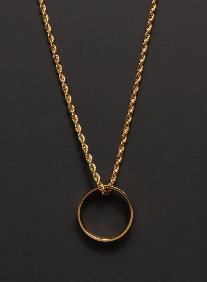 Gold Ring Necklace on rope style chain WE ARE ALL SMITH Mens Jewelry Clothing Necklaces