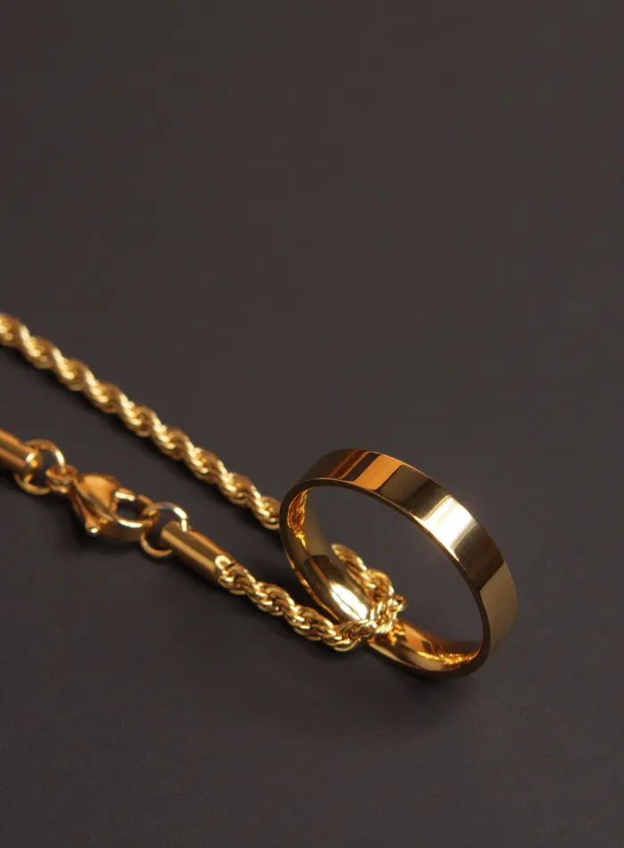 Gold Ring Necklace on rope style chain WE ARE ALL SMITH Mens Jewelry Clothing Necklaces