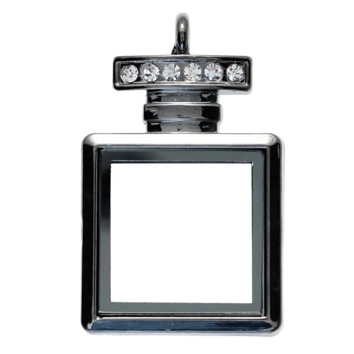 JE0240 Necklaces Glass Locket Pendant Magnetic Black Plated Perfume Bottle