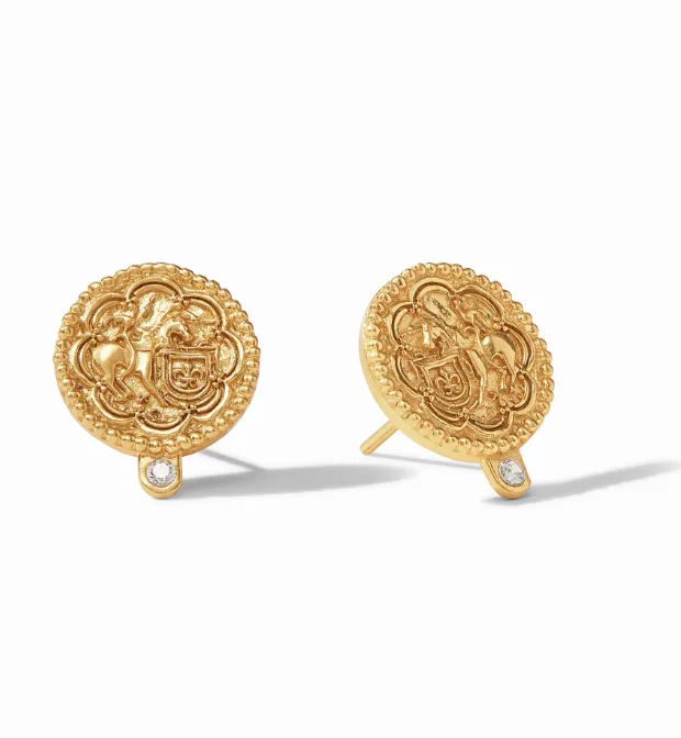 Julie Vos Trieste Coin CZ Stud Earrings