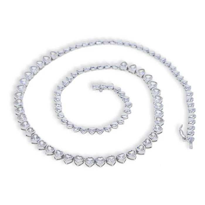 JYZSWBB YIZHE Official Store Necklaces Heart Shaped Bezel Tennis Necklace