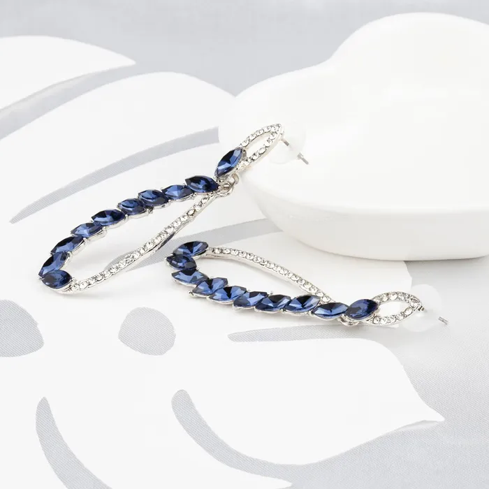 Kairangi Danglers Earrings for Women Blue Crystal Dangle Earrings Silver Plated Crystal Danglers Earrings for Women and Girls Yellow Chimes Earrings