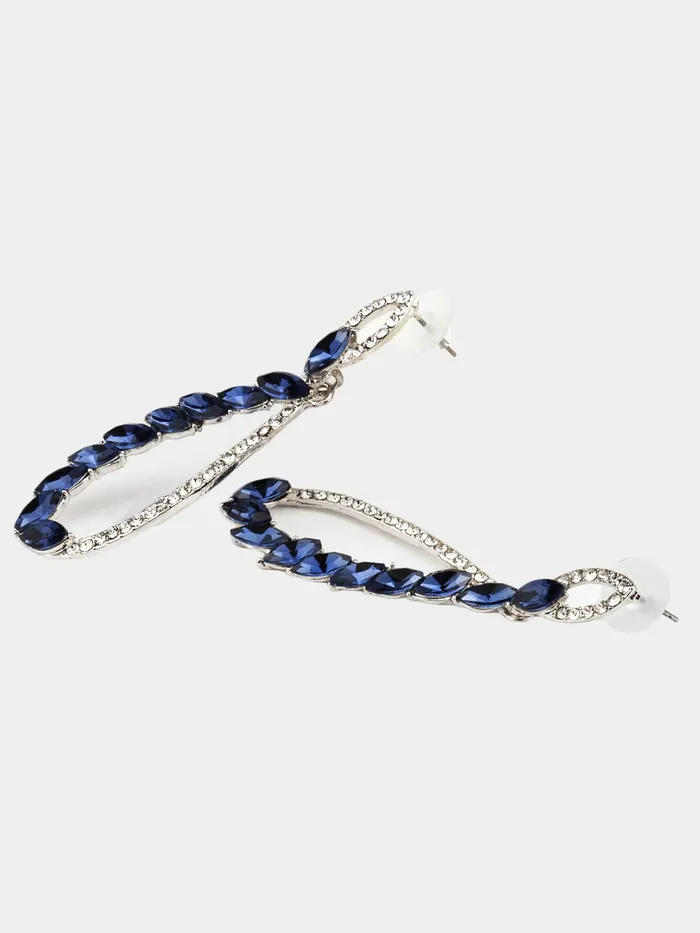 Kairangi Danglers Earrings for Women Blue Crystal Dangle Earrings Silver Plated Crystal Danglers Earrings for Women and Girls Yellow Chimes Earrings