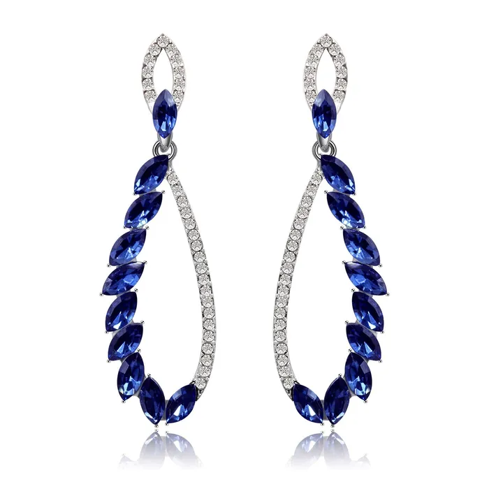 Kairangi Danglers Earrings for Women Blue Crystal Dangle Earrings Silver Plated Crystal Danglers Earrings for Women and Girls Yellow Chimes Earrings