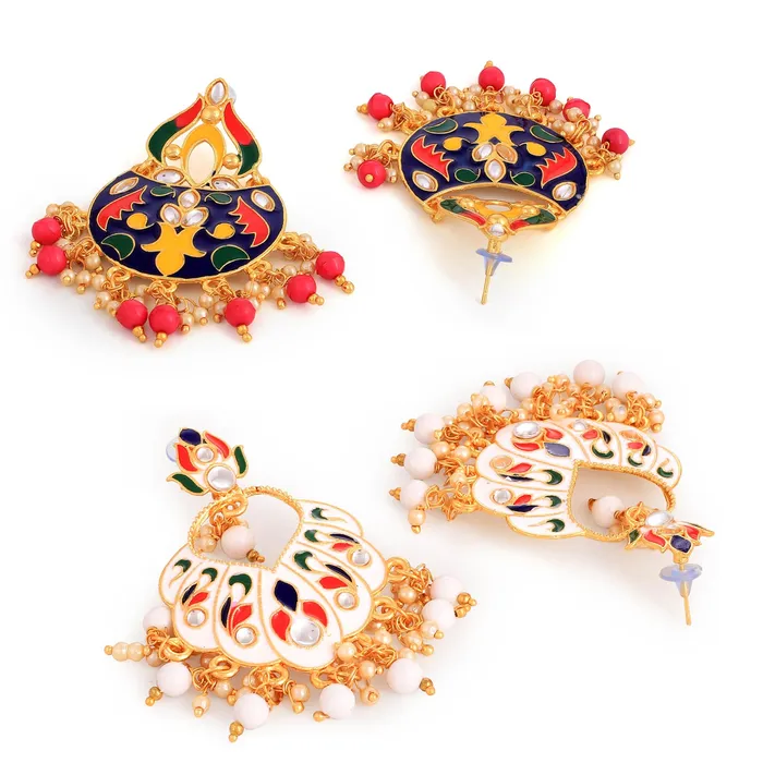 Kairangi Earrings Kairangi Chandbali Earrings for Women Combo 2 Pairs Multicolor Meenakari Chandbali Earrings for Women and Girls