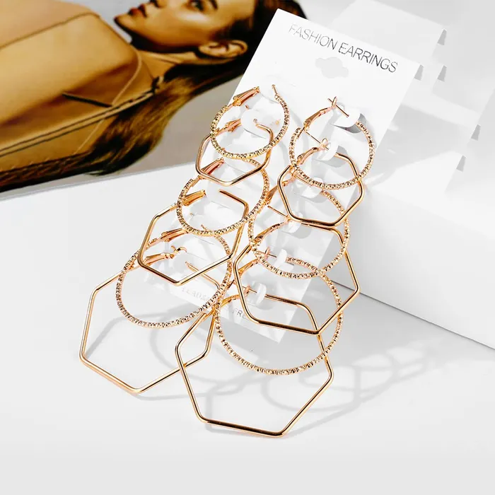Kairangi Earrings Kairangi Earrings for Women and Girls Fashion Golden Hoop Earrings 6 Pairs Gold Toned Geometric Hoops Earring Set Birthday Gift for Girls Women Anniversary Gift for Wife Kairangi Earrings Kairangi Earrings for Women and Girls Fashion Golden Hoop Earrings 6 Pairs Gold Toned Geometric Hoops Earring Set Birthday Gift for Girls Women Anniversary Gift for Wife