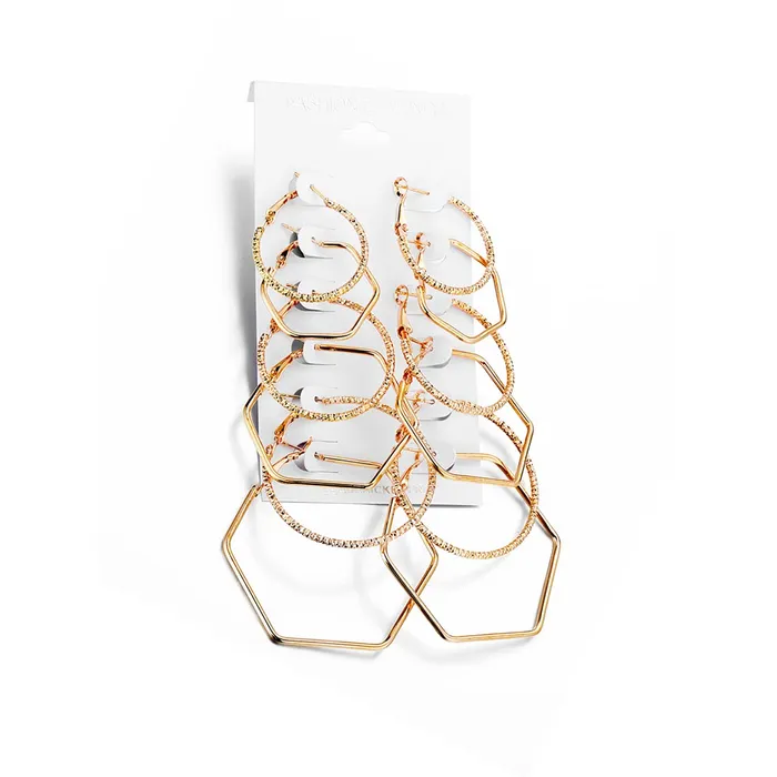 Kairangi Earrings Kairangi Earrings for Women and Girls Fashion Golden Hoop Earrings 6 Pairs Gold Toned Geometric Hoops Earring Set Birthday Gift for Girls Women Anniversary Gift for Wife