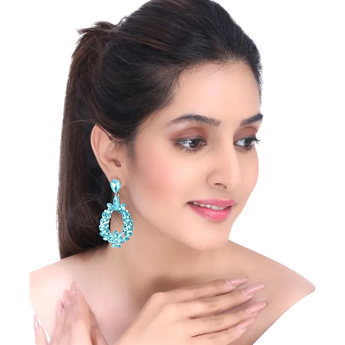 Kairangi Kairangi Elegant Sparkling Blue Crystal Crystal Drop Earrings for Women and Girls Earrings