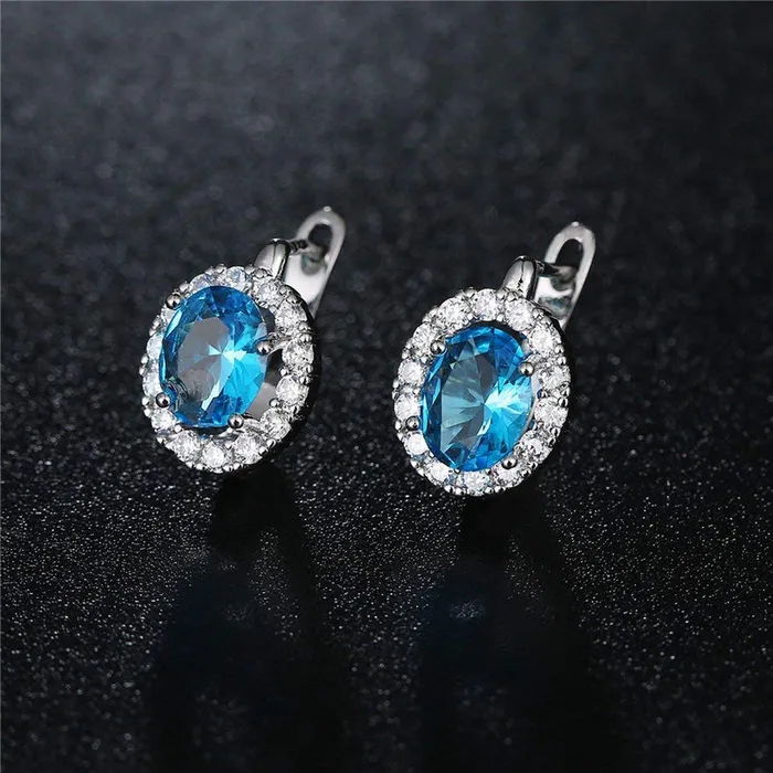 Kairangi Necklaces Kairangi Clip On Earrings for Women Blue Crystal Silver Plated Clip On Stud Earrings for Women and Girls Kairangi Necklaces Kairangi Clip On Earrings for Women Blue Crystal Silver Plated Clip On Stud Earrings for Women and Girls