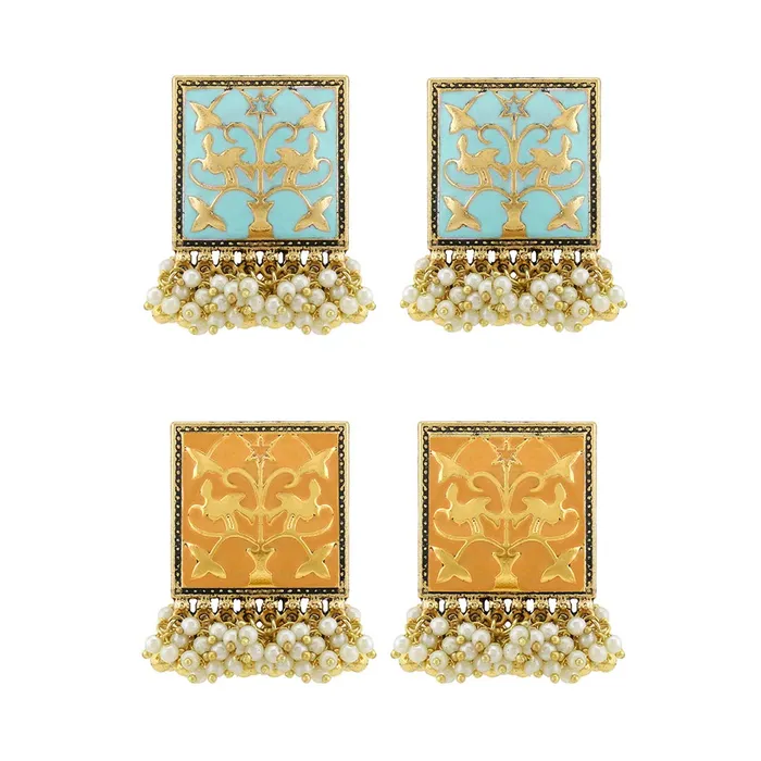 Kairangi Necklaces Kairangi Stud Earrings for Women Combo of 2 pairs Green Yellow Meenakari Moti Design Traditional Stud Earrings for Women and Girls Kairangi Necklaces Kairangi Stud Earrings for Women Combo of 2 pairs Green Yellow Meenakari Moti Design Traditional Stud Earrings for Women and Girls