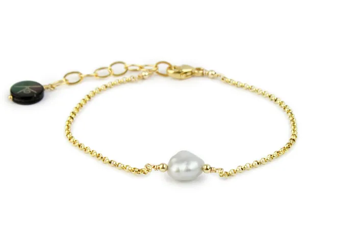 Kamoka Pearl Bracelets Tahitian Keshi Pearl Chain Bracelet