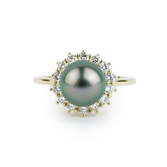 Kamoka Pearl Rings Tahitian Pearl Diamond Soleil Ring
