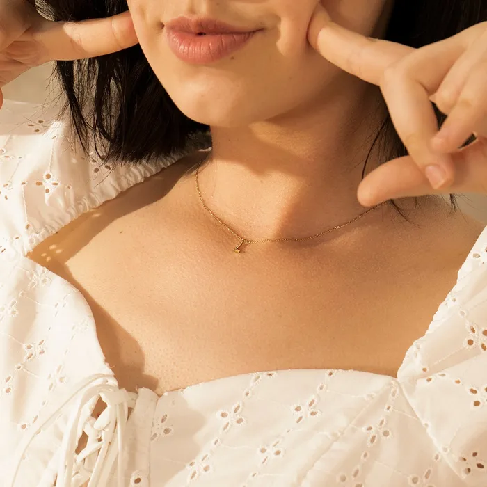 L Diamond Initial Charm AURELIE GI Charm Necklaces