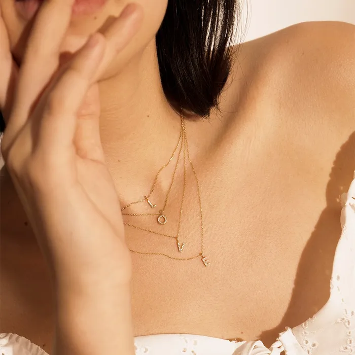 L Diamond Initial Charm AURELIE GI Charm Necklaces