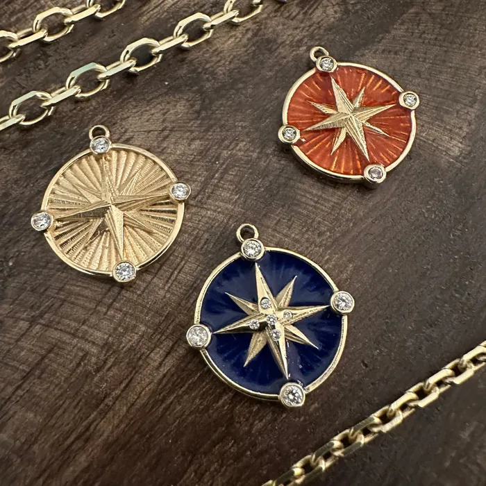 Lingua Rings Enamel Compass