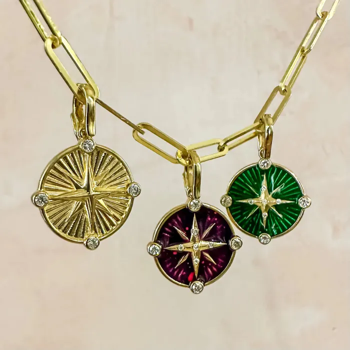 Lingua Rings Enamel Compass