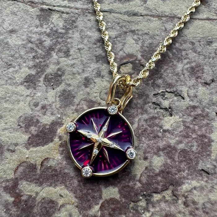Lingua Rings Enamel Compass