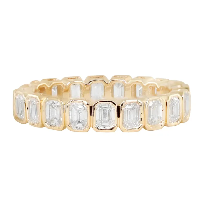 Luna Skye Rings 14kt gold petite emerald cut diamond bezel band