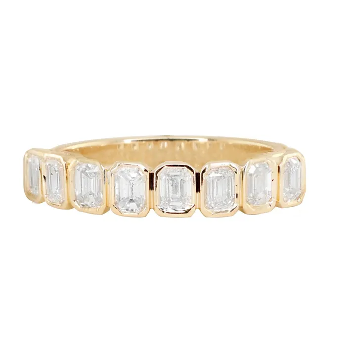 Luna Skye Rings 14kt gold petite emerald cut diamond bezel band