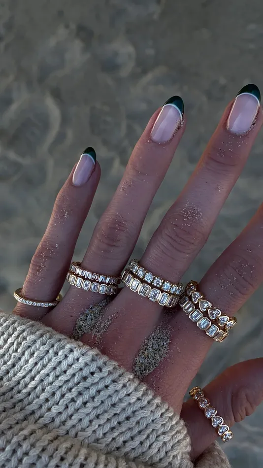 Luna Skye Rings 14kt gold petite emerald cut diamond bezel band