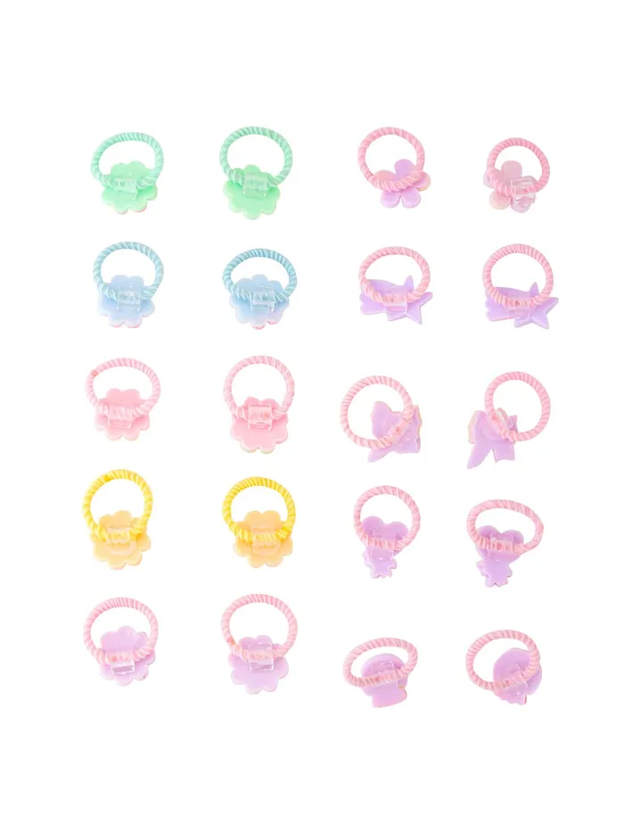 Melbees by Yellow Chimes Rubber Bands for Girls Kids Hair Accessories for Girls Hair Tie 20 Pcs Cute Characters Rubberbands for Kids Ponytail Holder For Baby Girls Toddlers Yellow Chimes Rings